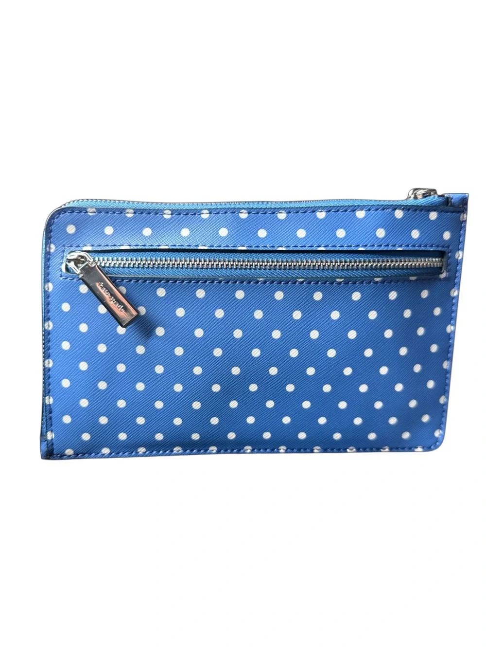 kate spade Blue and White Polka Dot Wristlet Clutch